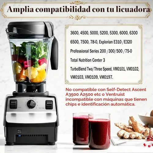 Vista 2 de Licuadora Jarra de 64 oz de bajo perfil, compatible con Vit 780 750 7500 5000 5200 Vm0102 Vm0103 Vm0197 E310 Professional/Comercial/Classic Series