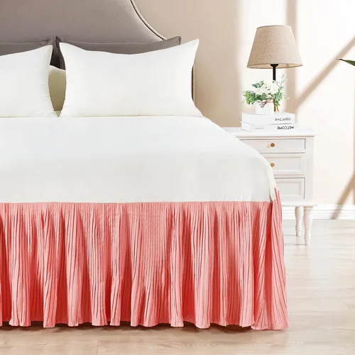 Vista 2 de Home Soft Things Falda de cama plisada de microfibra, diseño elegante envolvente de microfibra sólida con caída de 18 pulgadas, ropa de cama