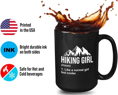 Vista 4 de Flairy Land Taza de café de senderismo de 15 onzas color negro – Senderismo Chica – Senderismo Backpacker Backpacker Mountain Boardwalks Mochilero