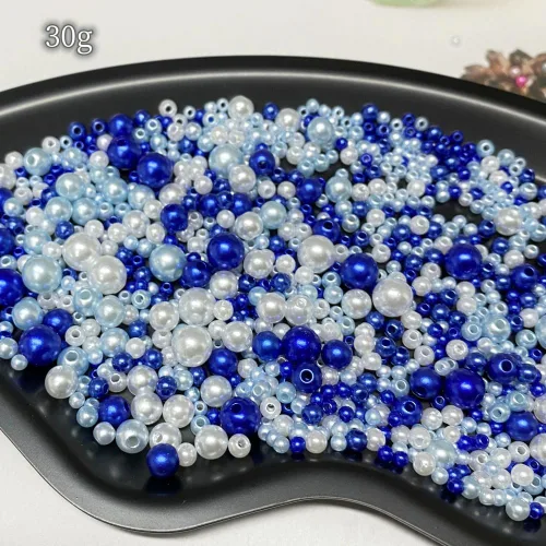 Vista 6 de Cuentas de perlas mixtas de 30 a 0.315 in, redondas y sueltas, de satén, cuentas de plástico para hacer joyas, aretes, pulseras, collares, llaveros
