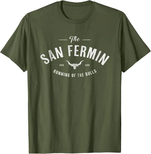 Vista 6 de The Running of the Bulls" - Pamplona Gift - Camiseta San Fermin, Rojo, S Asfalto