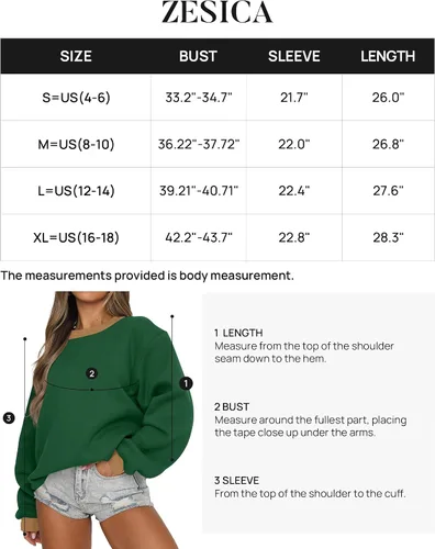 Vista 6 de ZESICA Sudadera 2023 para mujer, casual, de manga larga, cuello redondo, de gran tamaño, Y2K