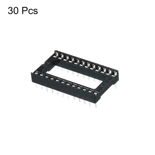Vista 3 de MECCANIXITY DIP IC Chip Socket Adapter Flat Pin 24P 0.100 in Paso 0.591 in IC Socket para chip de placa PCB, paquete de 30