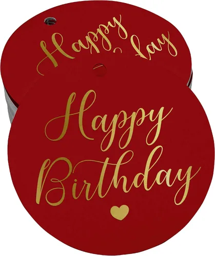 Vista 19 de Etiqueta de papel para colgar con texto en inglés «Happy Birthday» (50 unidades)