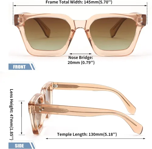 Vista 4 de FEISEDY Gafas de sol polarizadas para hombre y mujer, marco grueso cuadrado, rectangular, UV400, gafas de sol B2396