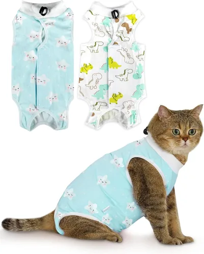 Vista 13 de ANWA Traje de Recuperación para Gatos - Mono transpirable para gatos hembras después de la cirugía, traje de recuperación quirúrgica para gatitos