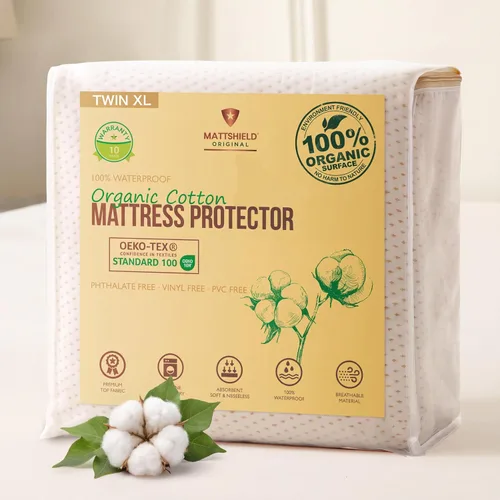 Vista 21 de Protector de Colchón Orgánico Impermeable Individual – Parte Superior de Algodón Orgánico Suave – Cubierta Silenciosa y Transpirable de 250 GSM
