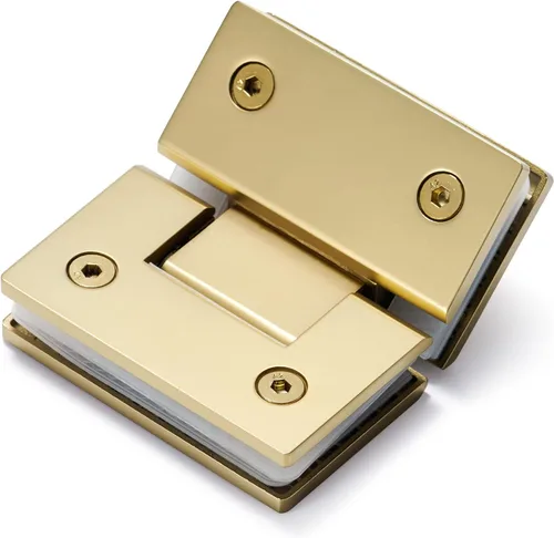 Vista 12 de Ranbo - Bisagra para puerta de cristal de ducha de 90 grados, color dorado, 1 paquete solid 5mm-thick 304 stainless steel, wall to glass mount