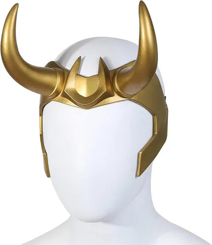 Vista 2 de Casco de cuernos de superhéroe, corona de PVC dorado, para Halloween