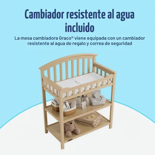 Vista 4 de Cambiador Graco con cambiador resistente al agua, madera flotante