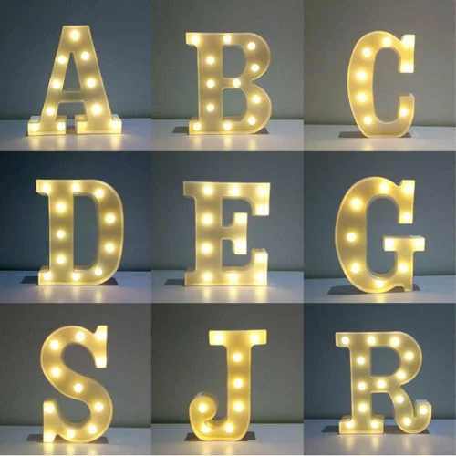Vista 3 de anso Letras LED del alfabeto con números iluminados, letras de plástico blanco, decoración de pie de la A a la Z 0 ~ 9 (rosa corazón)