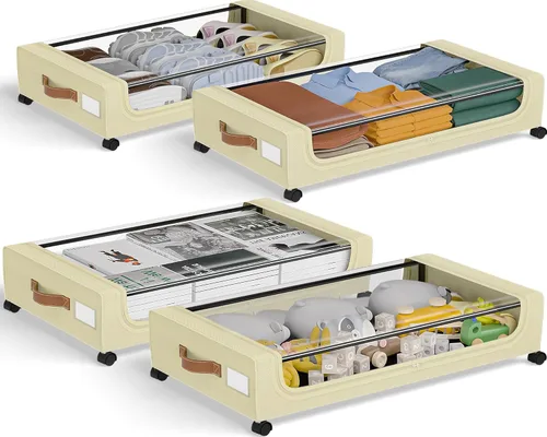Vista 10 de GoMaihe Almacenamiento Debajo de la Cama con Ruedas: Contenedores de Almacenamiento XXL Debajo de la Cama con Tapas - Contenedores Rodantes