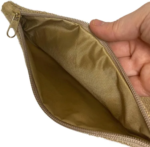 Vista 2 de Evil Eye - Bolso de mano pequeño de yute ecológico con cierre de borlas, color beige natural, Beige
