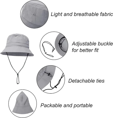 Vista 5 de Zando Sombrero de pescador para hombre, sombrero de pesca plegable, sombreros de pescador de verano para mujeres, sombreros de sol para hombres