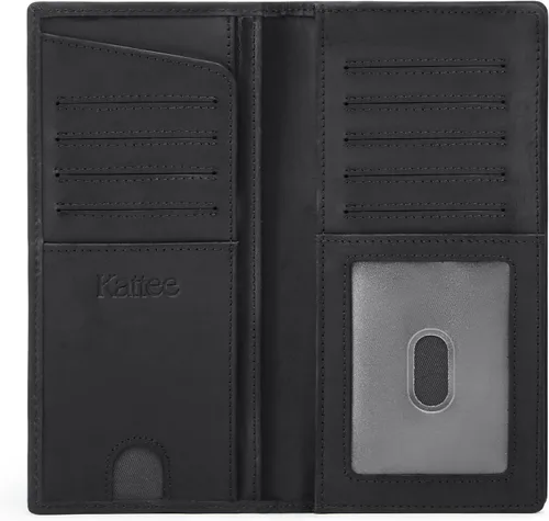 Vista 13 de Kattee cartera plegadiza clásica de cuero para hombre