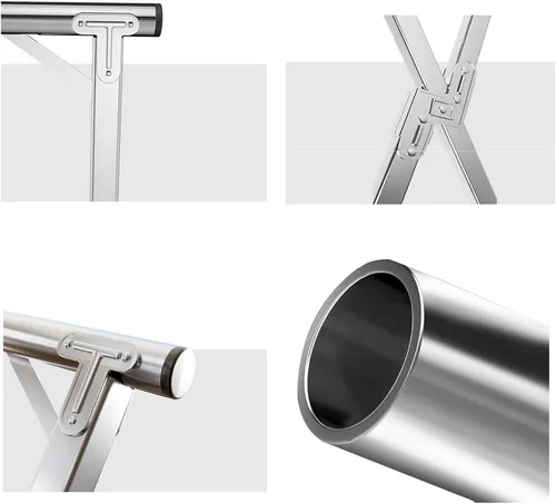 Vista 4 de Tendedero plegable para interiores de 63 pulgadas, con ruedas, estante de secado de ropa portátil de acero inoxidable resistente, estante de secado