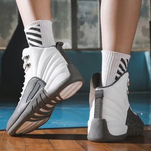 Vista 7 de MODGE Zapatos deportivos de baloncesto de caña alta para hombre, ligeros, transpirables, antideslizantes, que absorben los golpes
