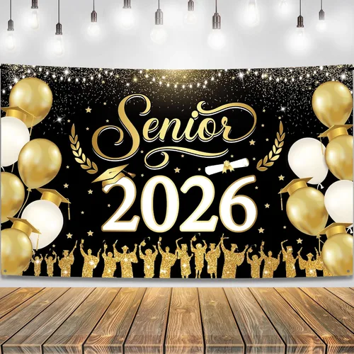 Vista 30 de KatchOn, XtraLarge We are So Proud of You Banner – 72 x 44 pulgadas Fondo de graduación negro y dorado 2026 para decoraciones de graduación 2026