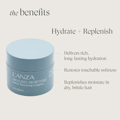 Vista 3 de L'ANZA Mascarilla curativa Moi Moi para el cabello, hidrata y refresca el cabello seco y grueso, rico en complejo codificador de bambú, sin