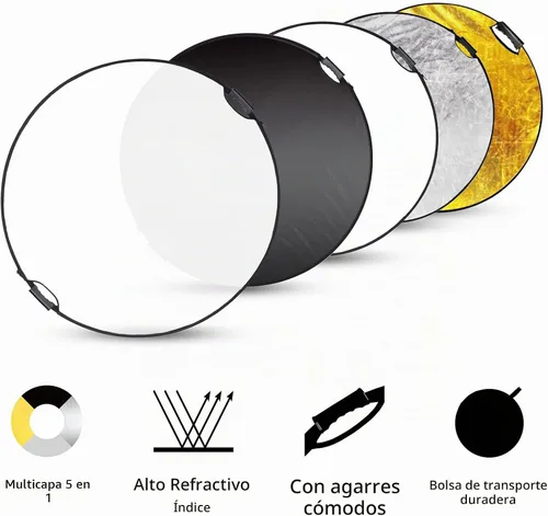 Vista 2 de Reflector con asa para fotografía, foto iluminación de estudio e iluminación para exteriores, 5 en 1. Selens. with Carrying Case, 5 in 1 Handle