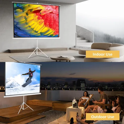 Vista 6 de Pantalla de proyector de 100 pulgadas, pantalla de proyector con soporte, pantalla de proyección al aire libre, pantalla de proyección de cine