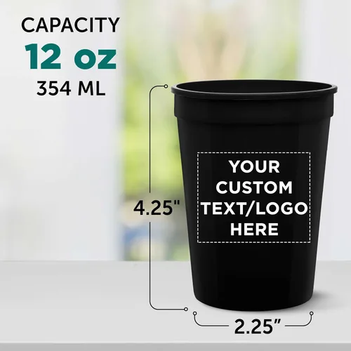 Vista 5 de DISCOUNT PROMOS Vasos de plástico personalizados + tamaño de 12 onzas + diseño de fiesta desechable + juego a granel (10, 50 o 100) ideal