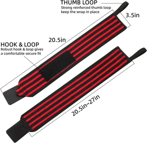 Vista 4 de Correas de soporte de muñeca y correas de elevación, diseño ajustable ultra elástico, equipo universal de soporte de muñeca para press de banca