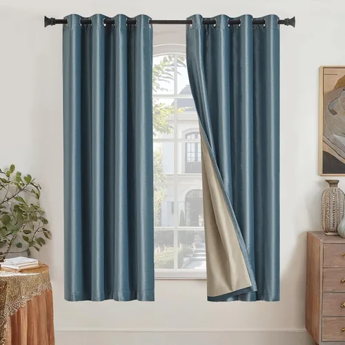 Vista 20 de GIGIZAZA Cortinas de terciopelo 100% opacas de 72 pulgadas, 2 paneles, cortinas negras para ventana, con aislamiento térmico, cortina de lujo
