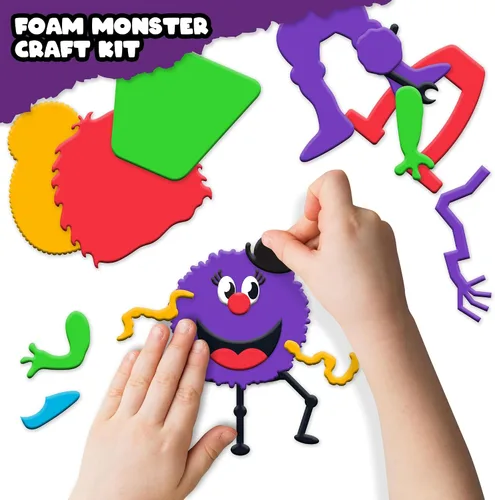 Vista 3 de ArtCreativity Kit de manualidades de monstruo de Halloween para bricolaje, 12 juegos, manualidades de espuma autoadhesiva para niños, sin pegamento