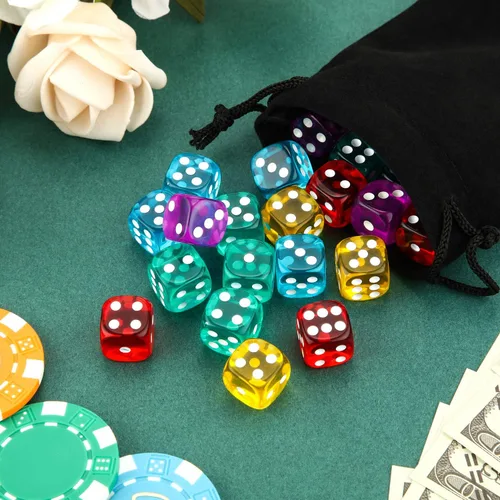 Vista 2 de TecUnite Juego de 30 dados de 6 caras de 0.551 in a granel de 6 caras para juegos de mesa, aprendizaje de matemáticas, aula