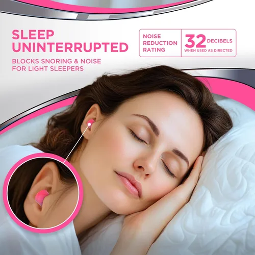 Vista 3 de HEAROS Sleep Pretty in Pink - Tapones para los oídos para dormir, 14 pares (paquete de 1)