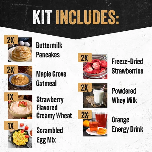 Vista 5 de Ready Hour Cubo de Desayuno (128 Porciones), Suministro de Alimentos de Emergencia, Kit de Alimentos de Emergencia, Alimentos con Vida Útil de 25