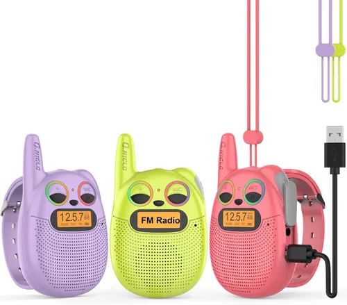Vista 18 de Qniglo Walkie Talkies para niños recargables, paquete de 2 unidades, juguetes de regalo de Navidad y cumpleaños para niños de 3 a 12 años