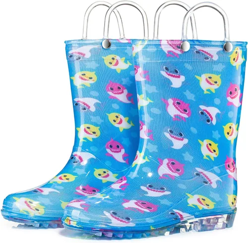 Vista 2 de Nickelodeon Baby Shark - Botas de lluvia impermeables de PVC con asas fáciles de poner