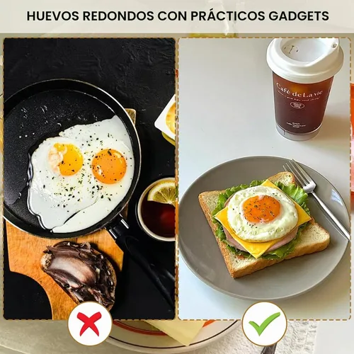 Vista 5 de Anillos para huevos de 3.5 pulgadas, paquete de 4 con mango de silicona