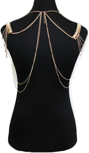 Vista 5 de Blusa halter de cadena con espalda descubierta para mujer con cadena de lentejuelas