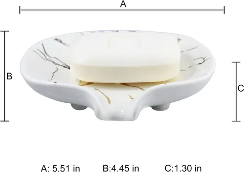 Vista 4 de Jabonera de cerámica con textura de mármol dorado, jabonera autodrenante, ranura de cascada, accesorios de baño para baño, cocina, mostrador de bar.