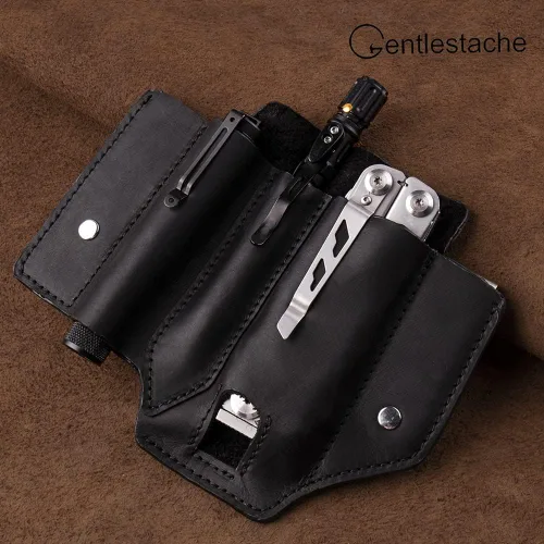 Vista 6 de Gentlestache Funda multiherramienta para cinturón, bolsa multiherramienta, soporte de cinturón de cuero para multiherramienta EDC organizador
