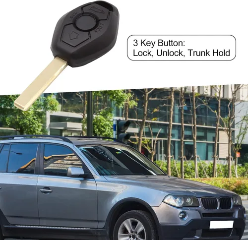 Vista 2 de Coche 3 Botones Sin Cortar Insertar Llavero Caso Control Remoto Shell Reemplazo Para BMW X3 2004-2009