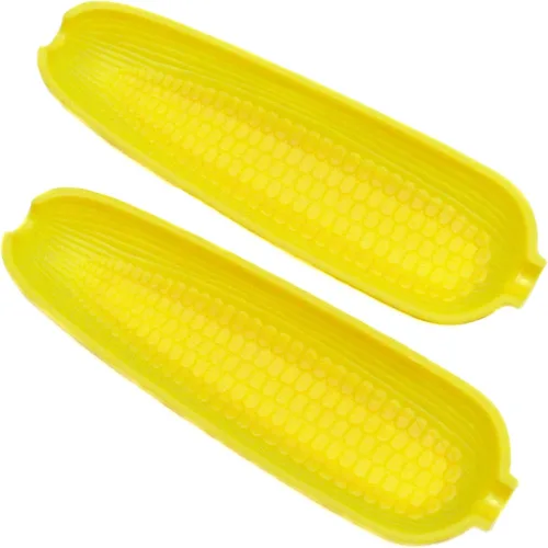 Vista 6 de Chef Craft Seleccione Platos de mazorca de maíz de plástico con soportes, 8.5 pulgadas 2 platos 4 soportes para mazorcas de maíz, amarillo
