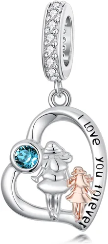 Vista 20 de PROESS Dije para padre, madre e hija, pulsera de plata de ley para pulseras, regalos de cumpleaños, día de San Valentín, para hija, madre, amante