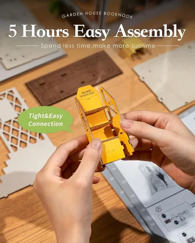 Vista 7 de Rolife - Kits de manualidades para rincón de lectura para adultos - Estantería de casa de jardín Booknook - Decoración de habitación en rompecabezas