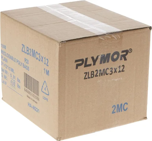 Vista 3 de Plymor - Bolsas de plástico con cierre reutilizables, 2 mil, 3 x 12 pulgadas, Transparente