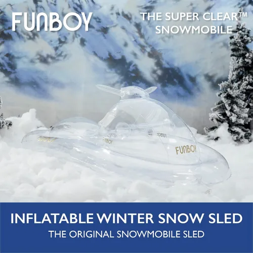 Vista 2 de FUNBOY Moto de nieve inflable Winter Fun individual, transparente
