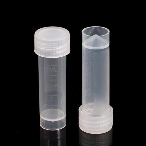 Vista 2 de 50 piezas 0.2 fl oz botella de plástico muestra frasco contenedor de almacenamiento para laboratorio de laboratorio Contenedores Botellas vacías