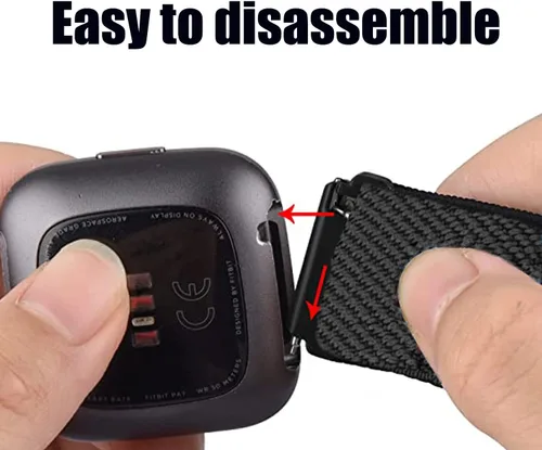 Vista 2 de Paquete de 8 correas de repuesto de nailon compatibles con Fitbit Versa 2, Versa, Versa Lite, Versa SE, para mujeres y hombres, correa elástica