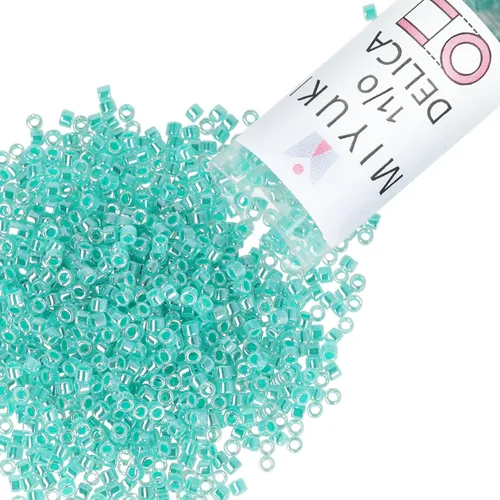 Vista 23 de Miyuki Cuentas de semillas Delica – Tamaño 11/0 (0.1 in), DB0079, forrado azul agua AB, 0.3 oz, aprox. 1440 cuentas, fabricado en Japón