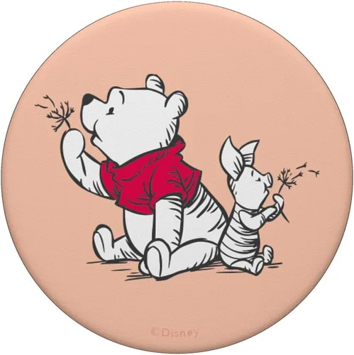 Vista 3 de Disney Winnie the Pooh and Piglet PopSockets PopSockets estándar de diente de león rosa