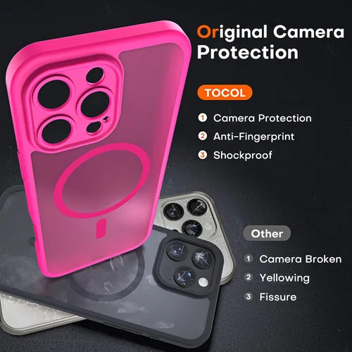 Vista 148 de TOCOL Funda para iPhone 11, compatible con Magsafe, protección completa de cámara, imanes integrados, protección contra caídas, funda translúcida