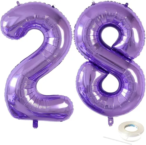 Vista 5 de Globos grandes de Mylar con el número 22 de 40 pulgadas para decoraciones de fiesta de cumpleaños de 22 o 2 años, suministros para fiestas